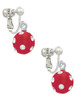 3-D Frosted Red Resin Ornament with Crystals Clip On Earrings
