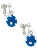 3-D Frosted Blue Resin Ornament with Crystals Clip On Earrings