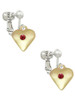 Large January - Maroon Crystal Gold Tone Heart Clip On Earrings