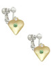 Large August - Lime Green Crystal Gold Tone Heart Clip On Earrings