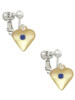 Large September - Blue Crystal Gold Tone Heart Clip On Earrings