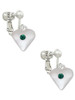 Large May - Green Crystal Heart Clip On Earrings