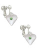 Large August - Lime Green Crystal Heart Clip On Earrings