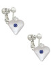 Large September - Blue Crystal Heart Clip On Earrings