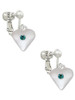 Large December - Teal Crystal Heart Clip On Earrings