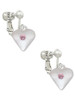Large Light Pink Crystal Heart Clip On Earrings