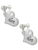 Large ''Aunt'' Heart with Clear Crystal Clip On Earrings