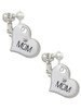 Large ''Mom'' Heart with Clear Crystal Clip On Earrings