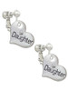 Large ''Daughter'' Heart with Clear Crystal Clip On Earrings