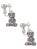 Antiqued Teddy Bear Clip On Earrings