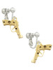 Gold Tone 9mm Handgun Clip On Earrings