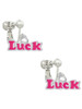Hot Pink ''Luck'' with Heart Clip On Earrings