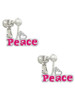 Hot Pink ''Peace'' with Heart Clip On Earrings