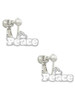 White ''Peace'' with Heart Clip On Earrings
