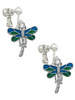 Dragonfly with Green & Blue Wings Clip On Earrings