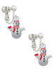 Snowman with Red Scarf and Green Buttons Clip On Earrings