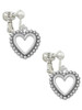 Open Heart with Beaded Border - 2 Sided Clip On Earrings