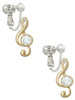 Medium Gold Tone Clef with Crystal Clip On Earrings