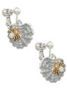Spider Web Heart with Gold Tone Crystal Spider Clip On Earrings