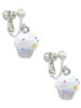 3-D White Cupcake with Sprinkles Clip On Earrings