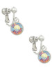 10mm Clear AB Oktant Crystal Drop Clip On Earrings