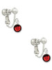Crystal Red Channel Drop Clip On Earrings