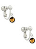 Crystal Brown Channel Drop Clip On Earrings