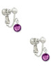 Crystal Purple Channel Drop Clip On Earrings