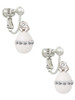 White Easter Egg with Clear Crystal Band Clip On Earrings