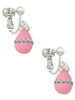 Pink Easter Egg with Clear Crystal Band Clip On Earrings