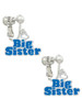 Royal Blue ''Big Sister'' with Heart Clip On Earrings
