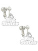 White ''Big Sister'' with Heart Clip On Earrings