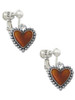 Translucent Brown Heart with Beaded Border Clip On Earrings