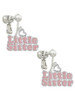 Pink ''Little Sister'' with Heart Clip On Earrings
