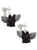 Black Flying Pig with Wings Clip On Earrings