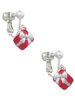 Small 3-D Red Present Box with Bow Clip On Earrings
