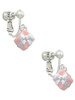 Small 3-D Pink Present Box with Bow Clip On Earrings