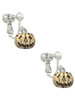 Small Gold Tone Jack O'Lantern with Stem Clip On Earrings