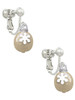 Gold Tone Ornament with White Snowflake Clip On Earrings
