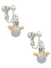 Snowman with Gold Tone Scarf and Crystal Buttons Clip On Earrings