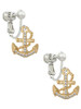 Gold Tone Clear Crystal Anchor Clip On Earrings