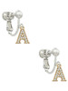 Gold Tone Small Crystal Initial - A - Clip On Earrings