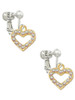 Gold Tone AB Crystal Open Heart Clip On Earrings