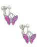 Hot Pink & Purple Butterfly Clip On Earrings