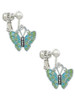 Lime Green & Blue Butterfly Clip On Earrings