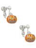 Small Orange Jack O'Lantern with Stem Clip On Earrings
