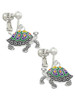 Enamel Side Turtle Clip On Earrings
