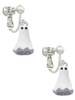 3-D White Ghost with Black Crystals Clip On Earrings