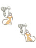 Two Tone Chihuahua Silhouette Heart Clip On Earrings