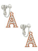 Crystal Rose Gold Tone Initial - A - Clip On Earrings